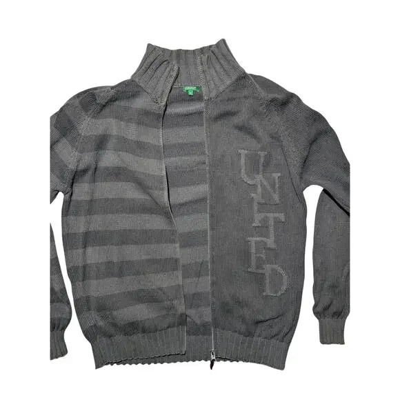 Vintage United Colors of Benetton Full Zip Knit‎ Sweater Jacket Gray XL Italy - Picture 6 of 13